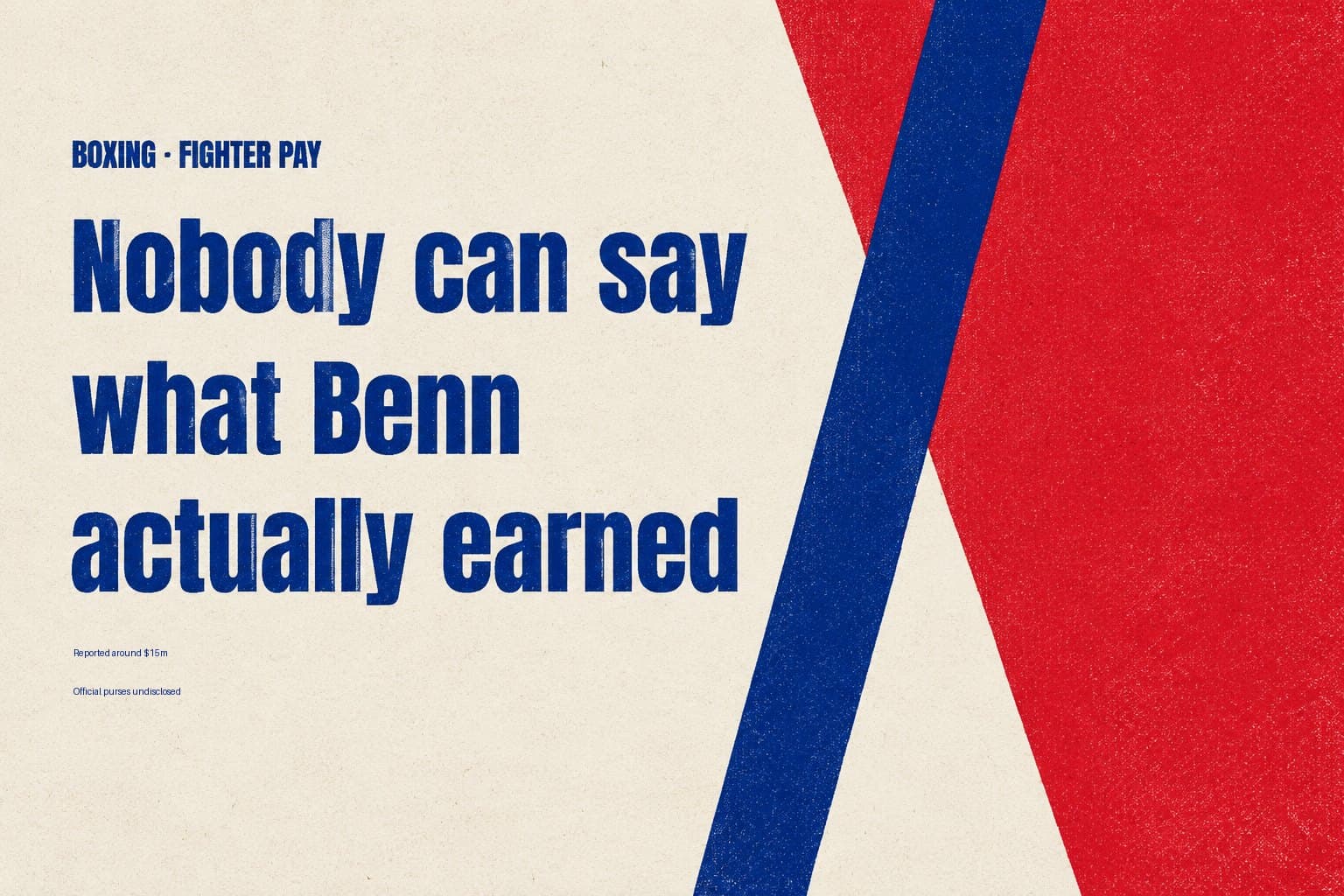 Screen-printed graphic reading "Nobody can say what Benn actually earned"