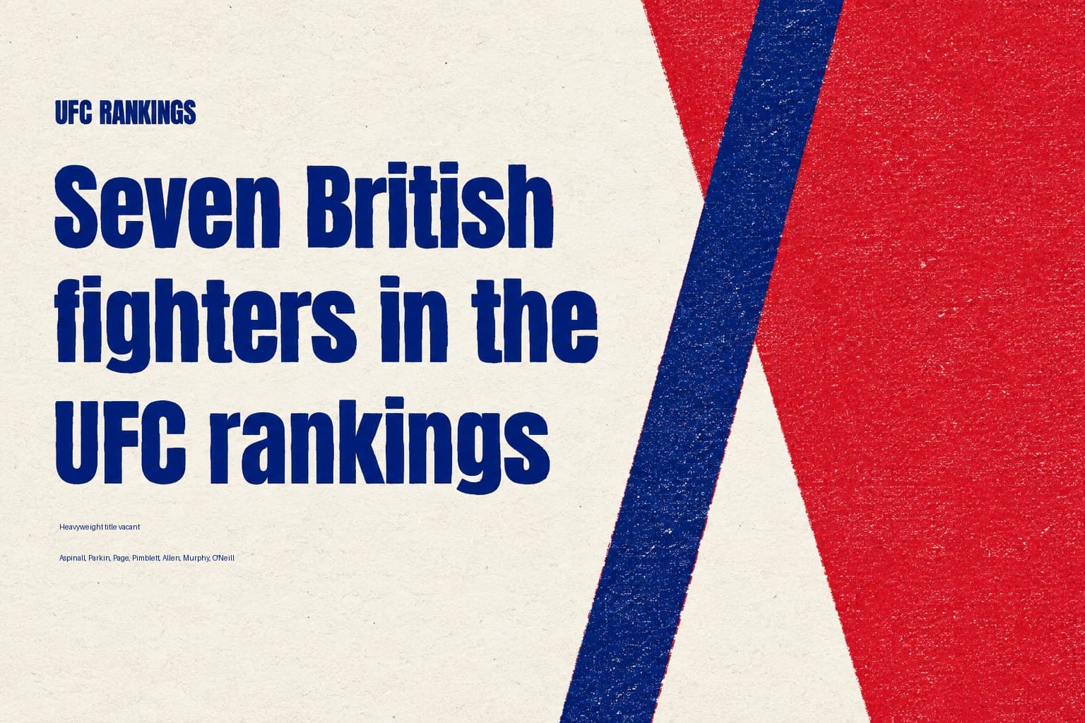 Screen-printed graphic reading "Seven British fighters in the UFC rankings"