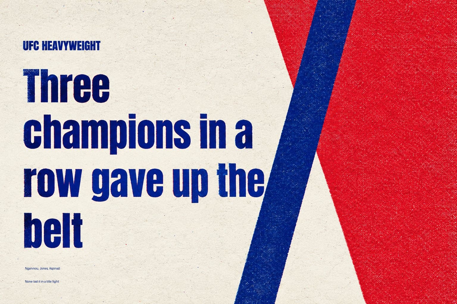 Screen-printed graphic reading "Three champions in a row gave up the belt"